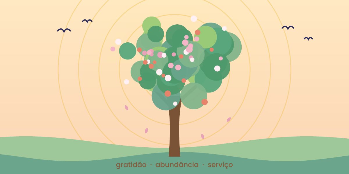 Árvore em flor com anéis de luz à volta