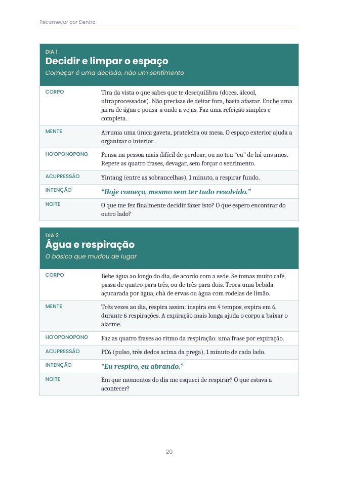 Página com dois cartões do detox de 11 dias