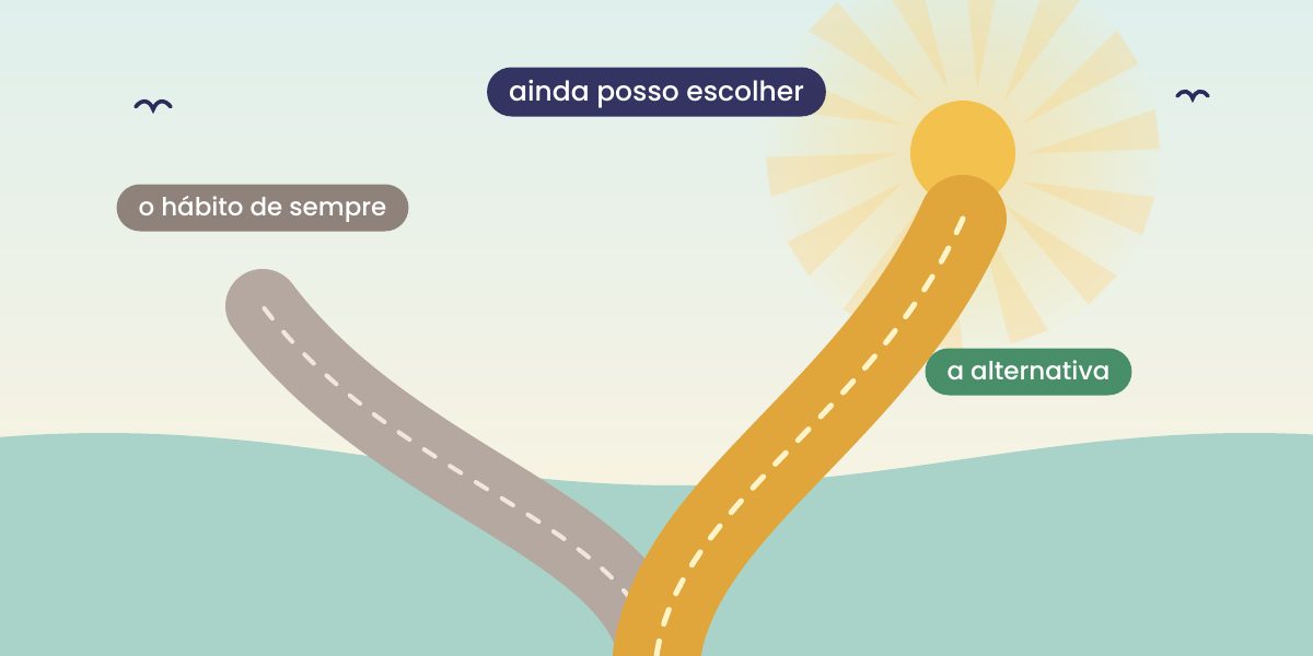 Um caminho antigo que se afasta e um caminho novo iluminado